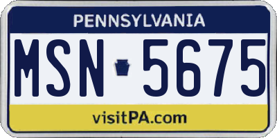 PA license plate MSN5675