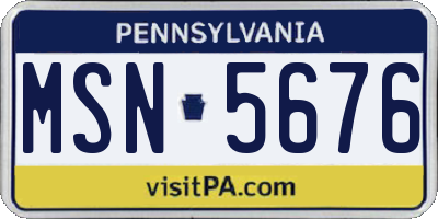 PA license plate MSN5676