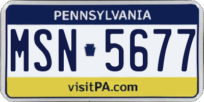 PA license plate MSN5677