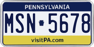 PA license plate MSN5678