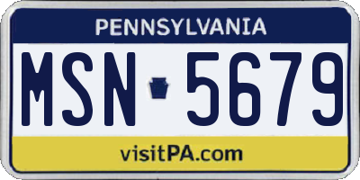 PA license plate MSN5679