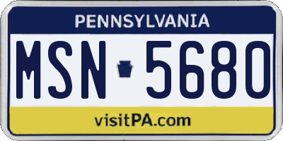 PA license plate MSN5680