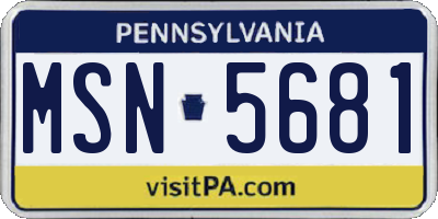 PA license plate MSN5681