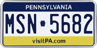 PA license plate MSN5682