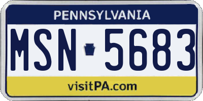 PA license plate MSN5683
