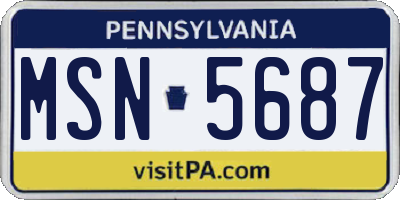 PA license plate MSN5687