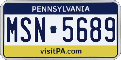 PA license plate MSN5689