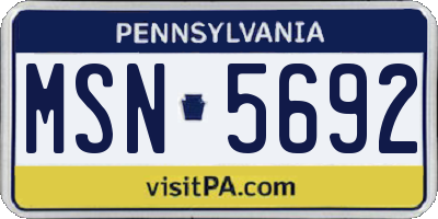 PA license plate MSN5692