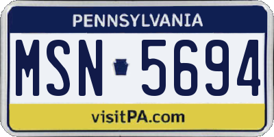 PA license plate MSN5694