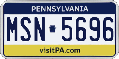 PA license plate MSN5696
