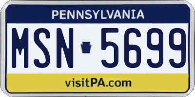 PA license plate MSN5699
