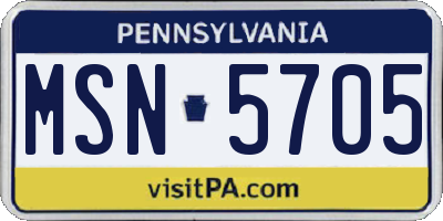 PA license plate MSN5705
