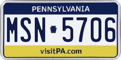 PA license plate MSN5706