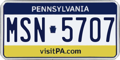 PA license plate MSN5707