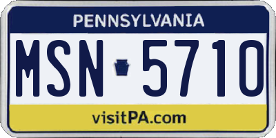 PA license plate MSN5710