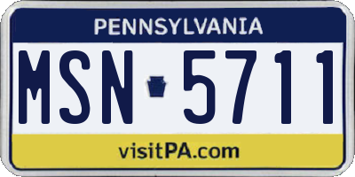 PA license plate MSN5711