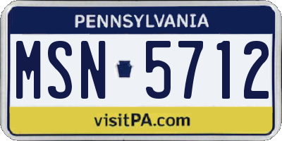 PA license plate MSN5712
