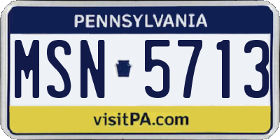 PA license plate MSN5713