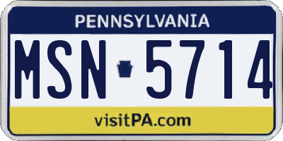 PA license plate MSN5714