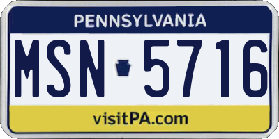 PA license plate MSN5716