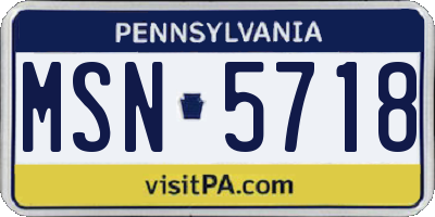 PA license plate MSN5718