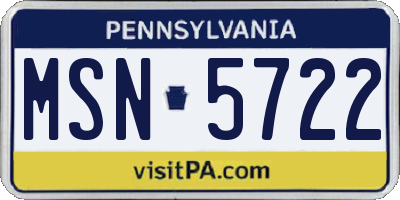 PA license plate MSN5722