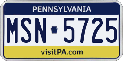 PA license plate MSN5725