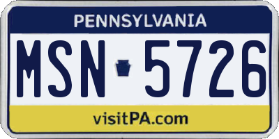 PA license plate MSN5726