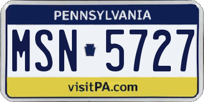 PA license plate MSN5727