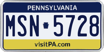 PA license plate MSN5728
