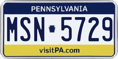 PA license plate MSN5729
