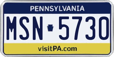 PA license plate MSN5730