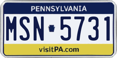PA license plate MSN5731