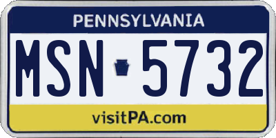 PA license plate MSN5732