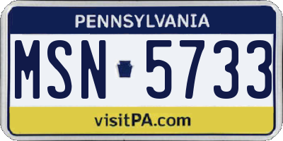 PA license plate MSN5733