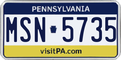 PA license plate MSN5735