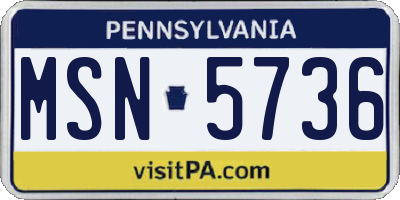 PA license plate MSN5736