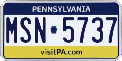 PA license plate MSN5737