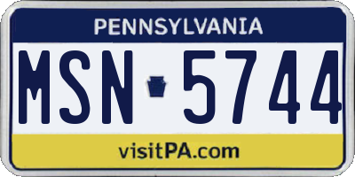 PA license plate MSN5744