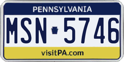 PA license plate MSN5746
