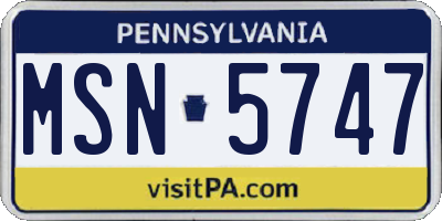 PA license plate MSN5747