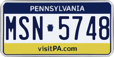 PA license plate MSN5748