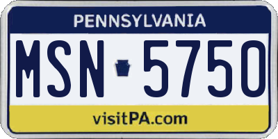 PA license plate MSN5750