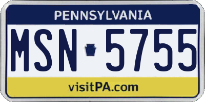 PA license plate MSN5755