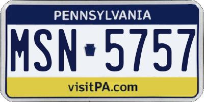 PA license plate MSN5757
