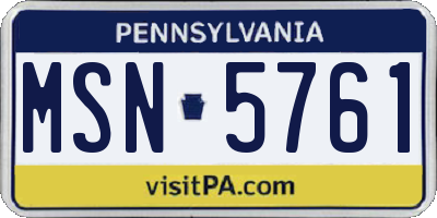 PA license plate MSN5761