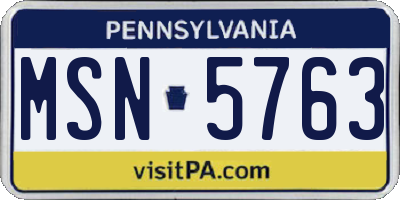 PA license plate MSN5763