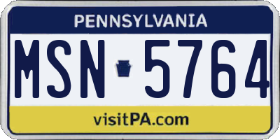 PA license plate MSN5764