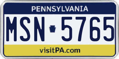 PA license plate MSN5765
