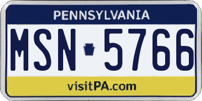 PA license plate MSN5766